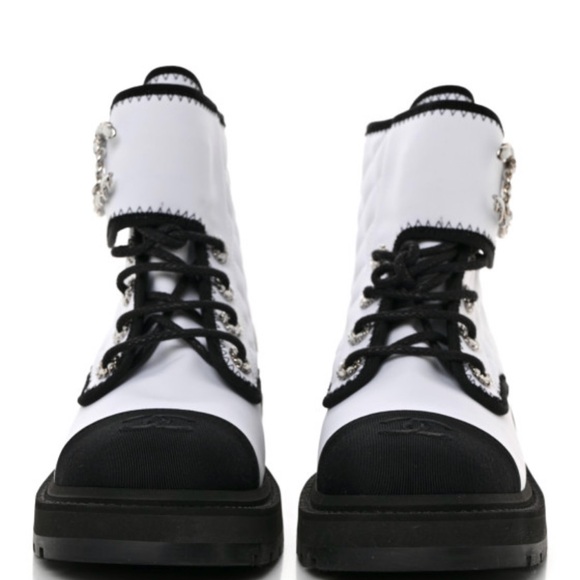 Chanel Chic Fabric Quilted Combat Boots - Picture 2 of 6